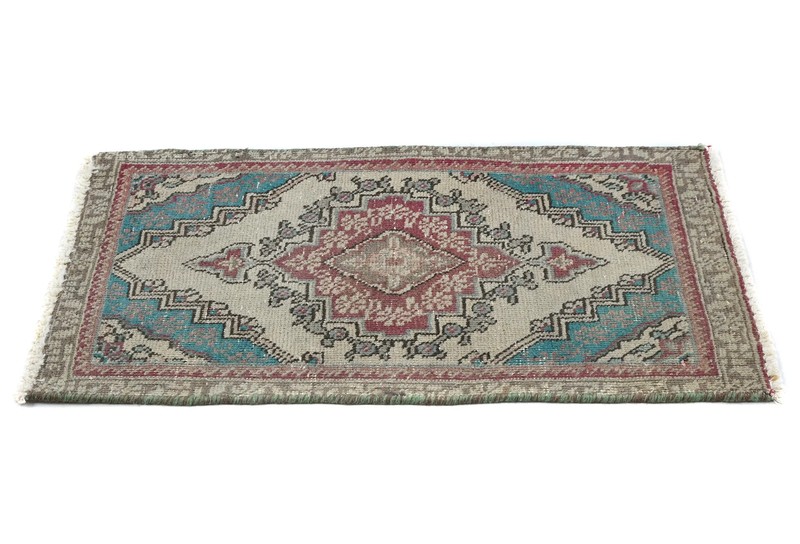 Semi-Antique Handmade Oriental Rug 1'5X2'4 ft Muted Floral Distressed Carpet gallery