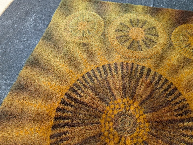Space Age Design 60s 70s Shag Rug Carpet, Mid Century Op Art, 200 x 290 gallery