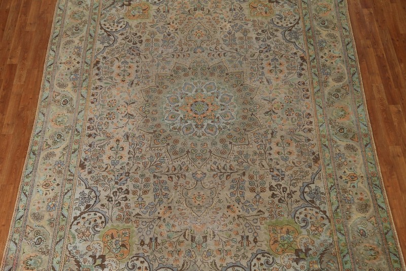 Vintage Distressed Over-Dyed Rug 8x11 Wool Hand-knotted Floral Traditional Rug gallery