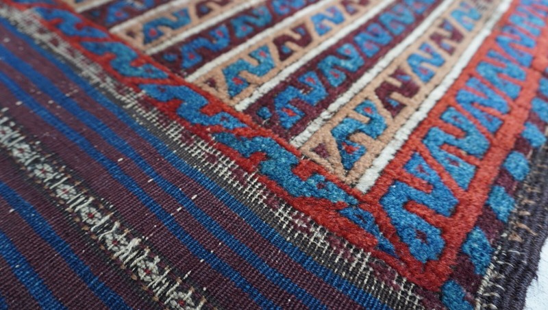 ANTIQUE BALUCHH STRIPPED HAND KNOTTED 3' x 5'5" WOOL TRIBAL ORIENTAL RUG gallery
