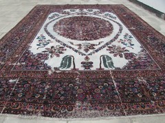 Shabby Chic Worn Vintage Hand Made Traditional White Wool Large Carpet 440x340cm