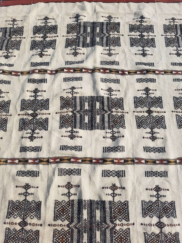 Vintage Handmade African Fulani Wool Kilim Rug Carpet 236x132 cm gallery