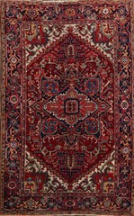Antique Geometric Area Rug 5×6 Ft Handmade Traditional Wool Red Medallion Rug