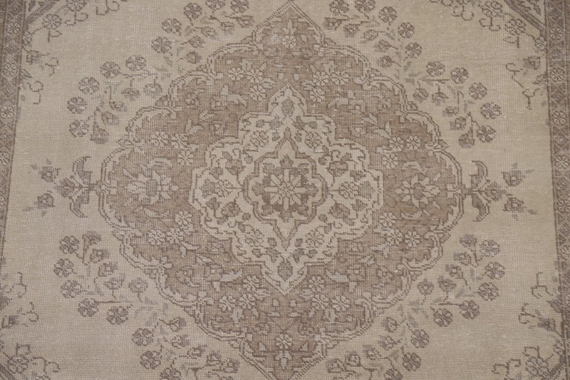 Distressed Wool Area Rug 6x9 Ft Hand-Knotted Beige Carpet Oriental Floral Rug gallery