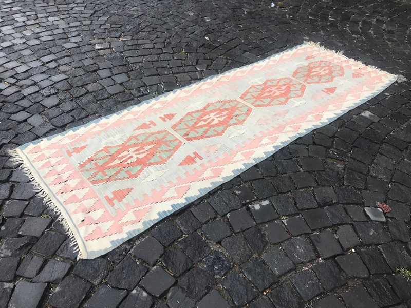 2.8 x 8 Ft Turkish Vintage Kilim, Handmade Wool Kilim, Bohemian Kilim Runner Rug gallery