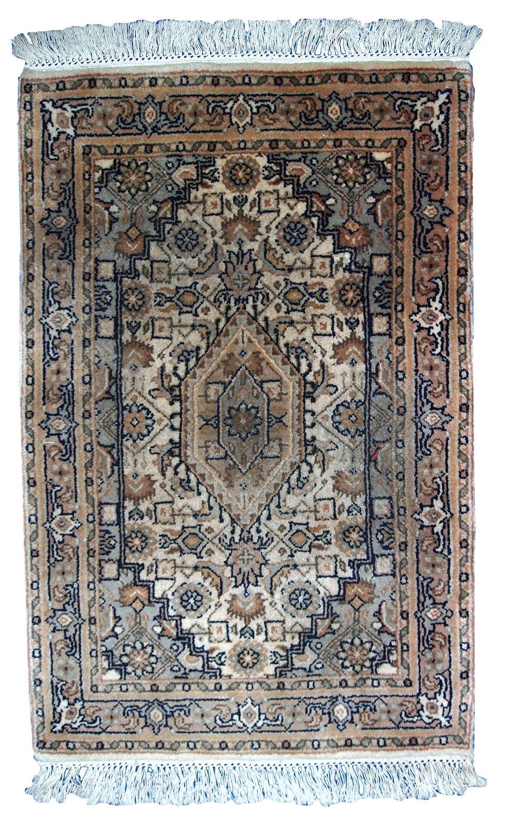 Handmade vintage Indo-Tabriz rug 1.9' x 2.9' (58cm x 89cm) 1970s - 1C768 gallery