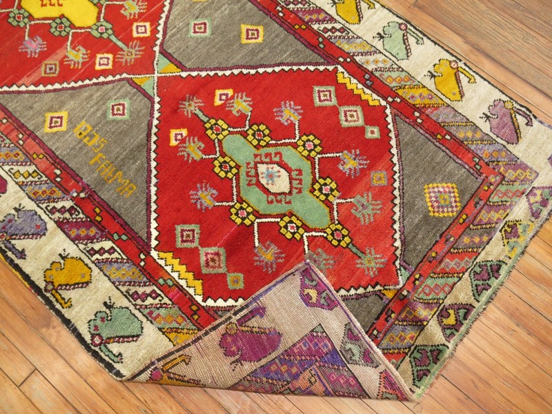 Vintage Turkish Kars Anatolian Gallery Rug Size 4'4''x10'8'' gallery