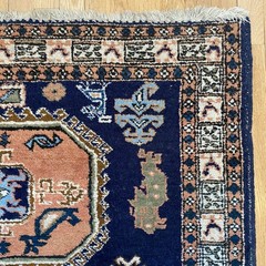 Vintage Rug 3′ 9 x 5′ 4 Blue Hand Knotted Tribal Wool Boho Oriental Rug