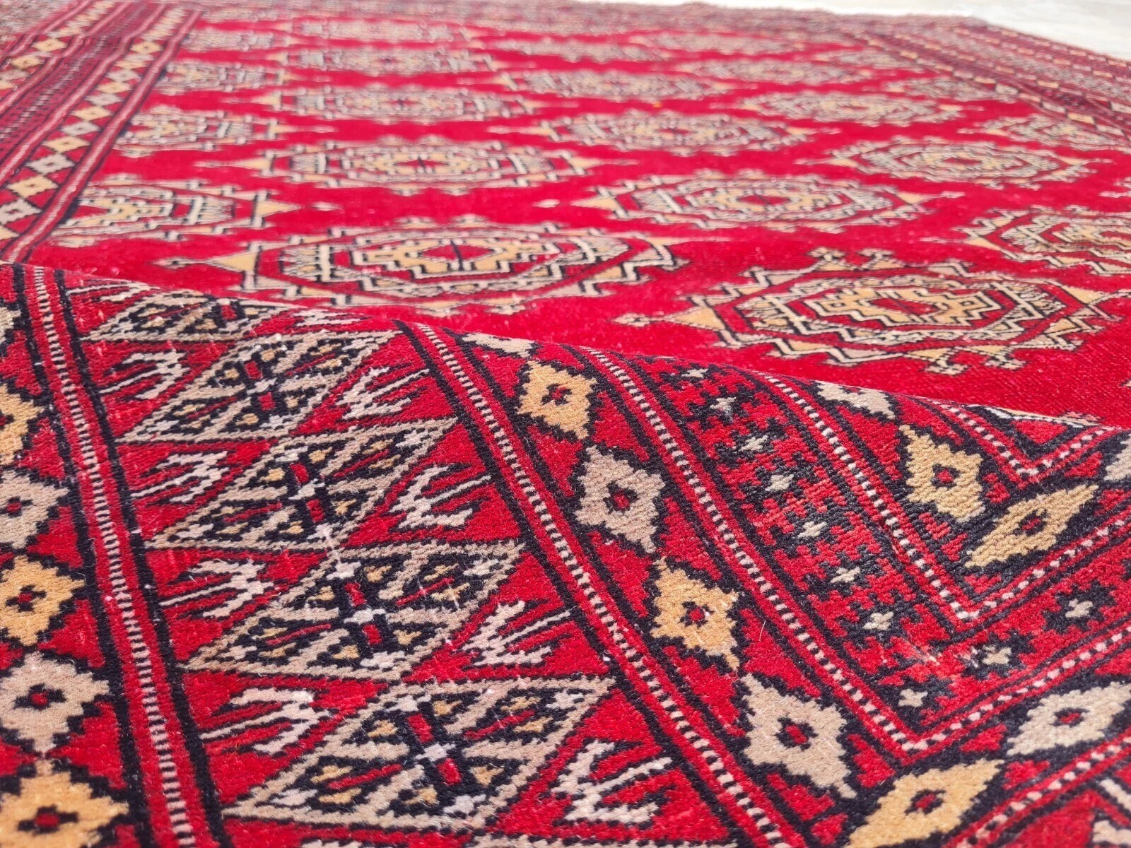Amazing Hand knotted Vintage Pakistani Bokhara Jhaldar Wool Area Rug 6 x 5 Ft gallery