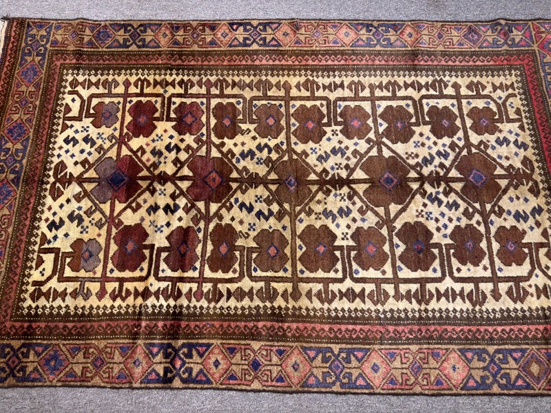 Fine Afghan Vintage Tribal Baluchi Rug 4x7 ft Hand Knotted Antique Oriental Rug gallery