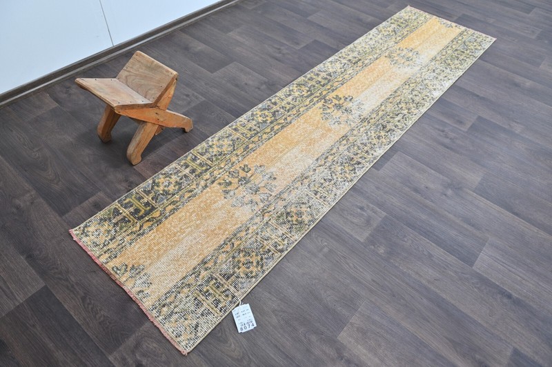 Vintage Turkish Runner Rug 2x8ft Wool Anatolian Handmade Hallway Oushak ORANGE gallery