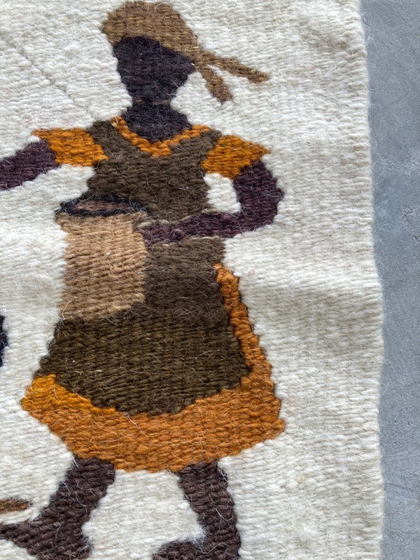 Vintage Traditional Woven African Mohair Rural Wall Hanging Tapestry 43x43 cm gallery