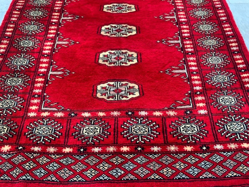 Vintage Afghan Jaldar Bokhara, Wool Area Rug, Traditional Carpet (2x4 ft.) gallery