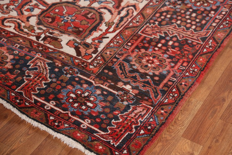 Vintage Traditional Handmade Wool Heriz Area Rug 9x11 ft Living Room Red Carpet gallery