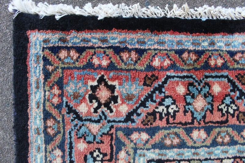 Vintage Hand Made Traditional Oriental Wool Blue Large Long Rug 321x132cm gallery
