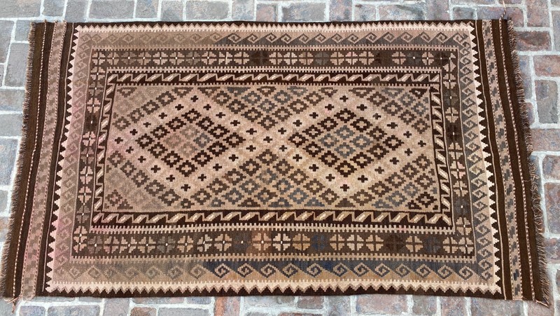 Beige Brown 4.8x8.6ft Handmade turkish style Rug Geometric Runner Flatweave gallery