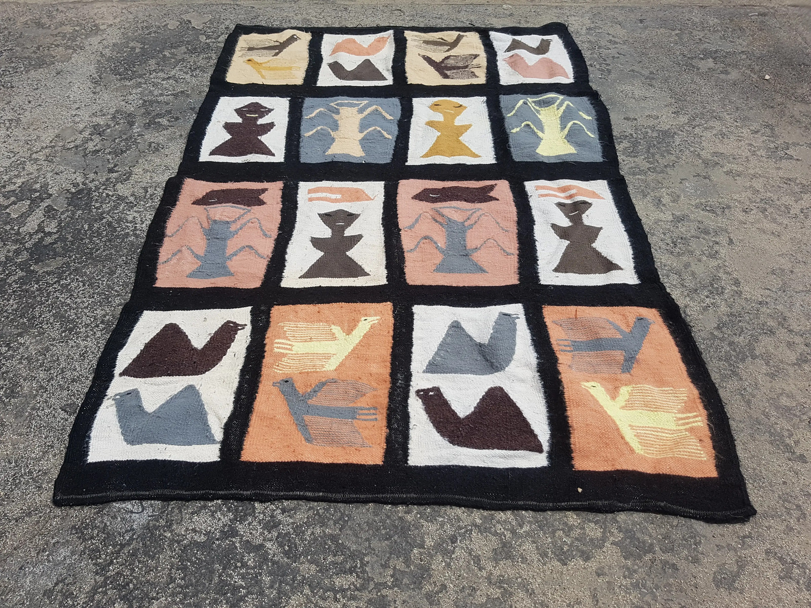 Vintage Traditional Handmade Peruvian Wool Multicolor Kilim 4.2x2.8 ft gallery
