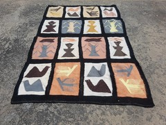 Vintage Traditional Handmade Peruvian Wool Multicolor Kilim 4.2×2.8 ft