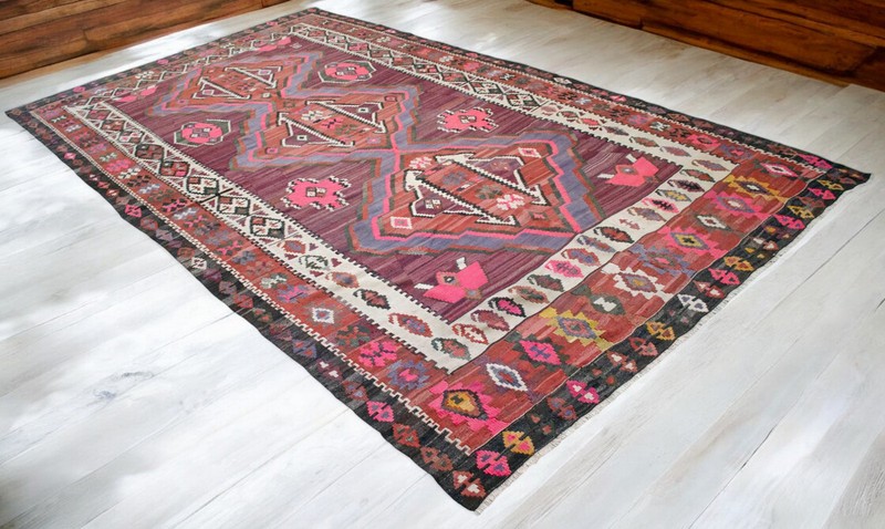 Vintage Turkish Rug Handmade Extra LARGE Rug Tribal Kilim Area Rug 8x14 ft Aprox gallery