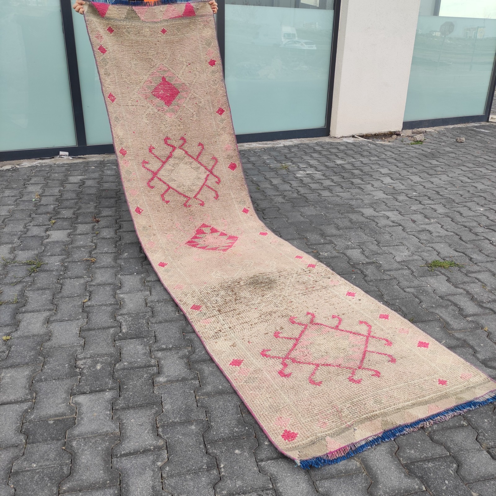2.92 x 10.89 Herki kitchen rug, Vintage 3x11 Handmade Pastel Runner 89 x 332 cm gallery
