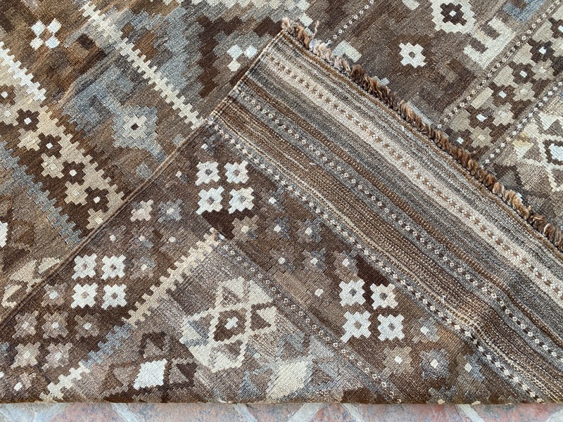 Brown 8.1x13.5ft Handmade Kilim Rug Tribal Geometric Flatweave Large Area Rug gallery