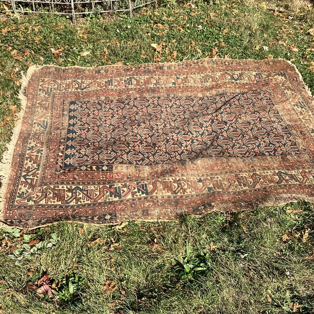 Vintage Antique Rug 68" x 52" Geometric Muted Colors