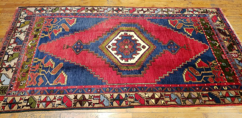 Exquisite Antique 1900-1939s Wool Pile Vibrant Natural Color Area Rug 4'10''x9'2 gallery