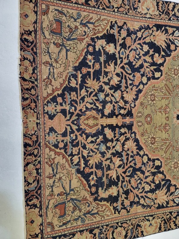 Antique Oriental Hand-Knotted Wool Area Rug Blue/Light Green/Beige 4'6" x 6'4" gallery