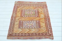 Anatolia Wool Rug Pale Orange Color Bedroom Rug Handmade Embroidery Rugs 47″X52″