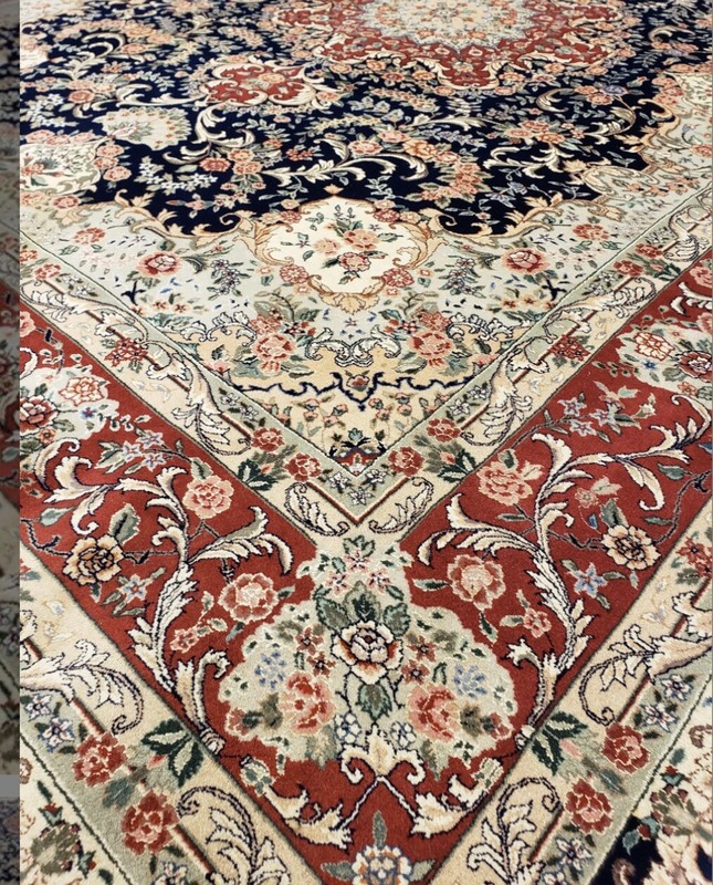 Chines Rare 9 X 12 Wool Elegant Tabrizz Oriental Area Rug Knotted Blue . gallery