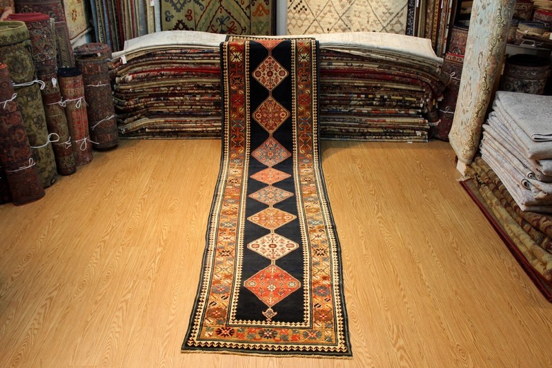 Vintage CAUCASIAN Kazak Qarabagh from Rug Early 1900 Karabakh Rugs 3'6" X 15' gallery