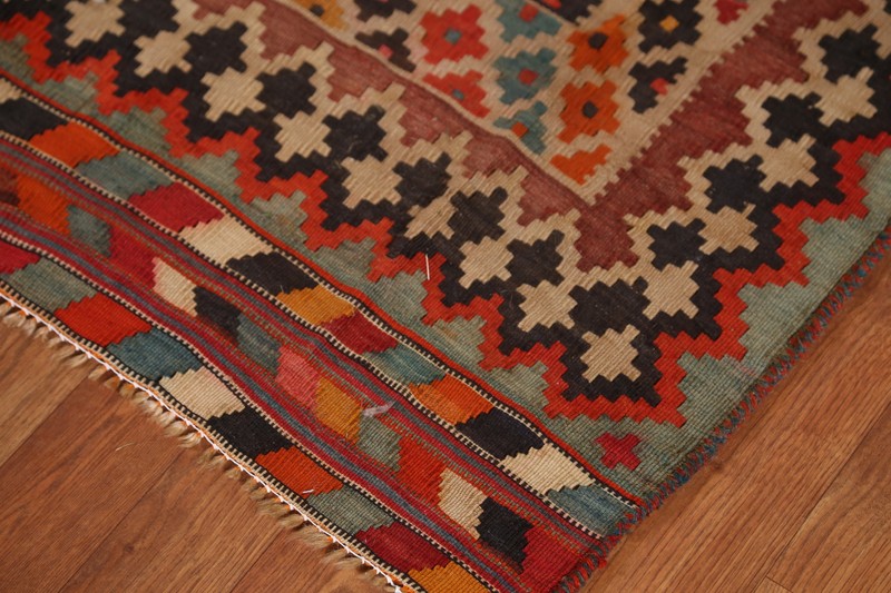 Antique Vegetable Dye Kilim 20 ft Runner Wool Flat-weave Reversible Rug 4x20 gallery