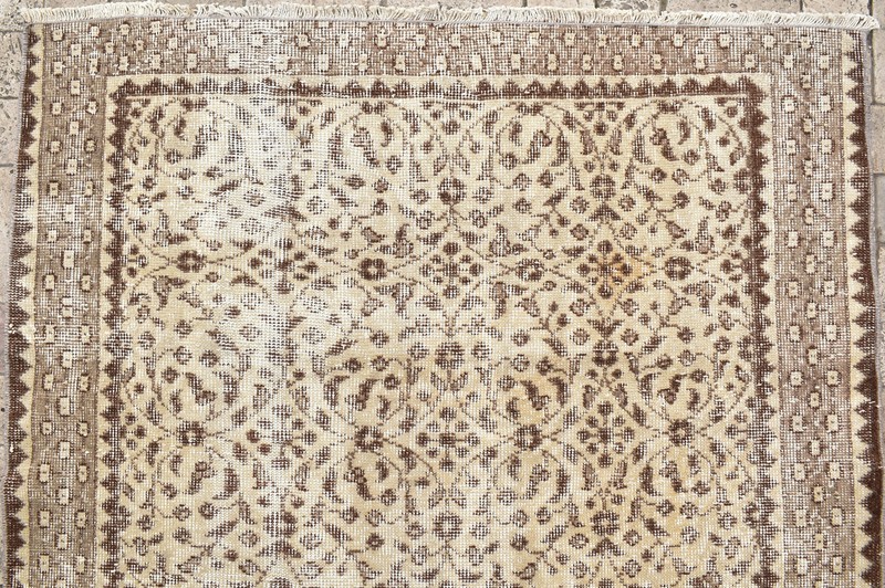 Turkish Rug 48''x79'' Vintage Light Color Floral Oushak Carpet 124x203cm 4x6 gallery
