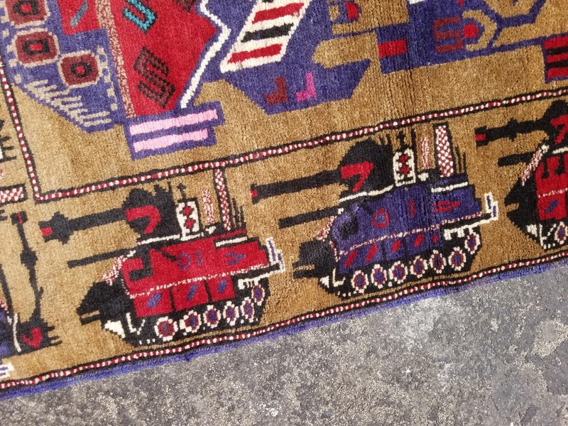 Vintage Handmade Afghan Tribal Herat Tangtop Unique Wool War Kilim Rug 54x38 in gallery