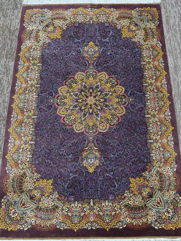 100% Silk Handmade Oriental Medallion Rug 3x5 Ft Floral Persi,ian Quum Carpet gallery