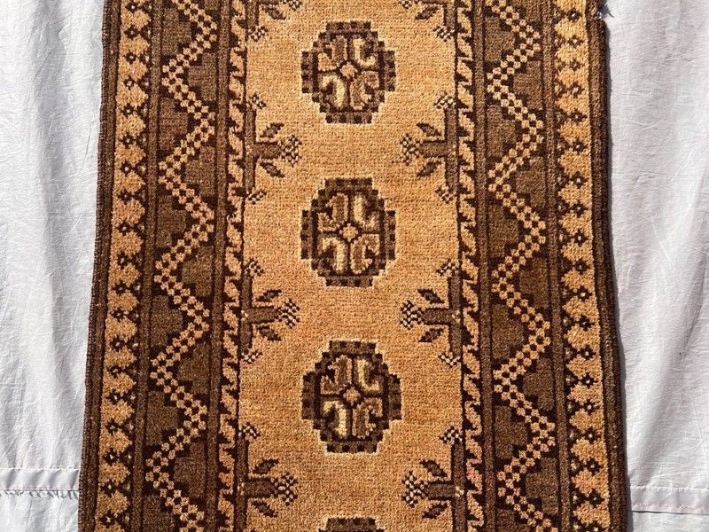 Terracotta Antique Afghan Runner Rug 2x5 Hand Knotted Turkmen Muted Wool Carpet gallery