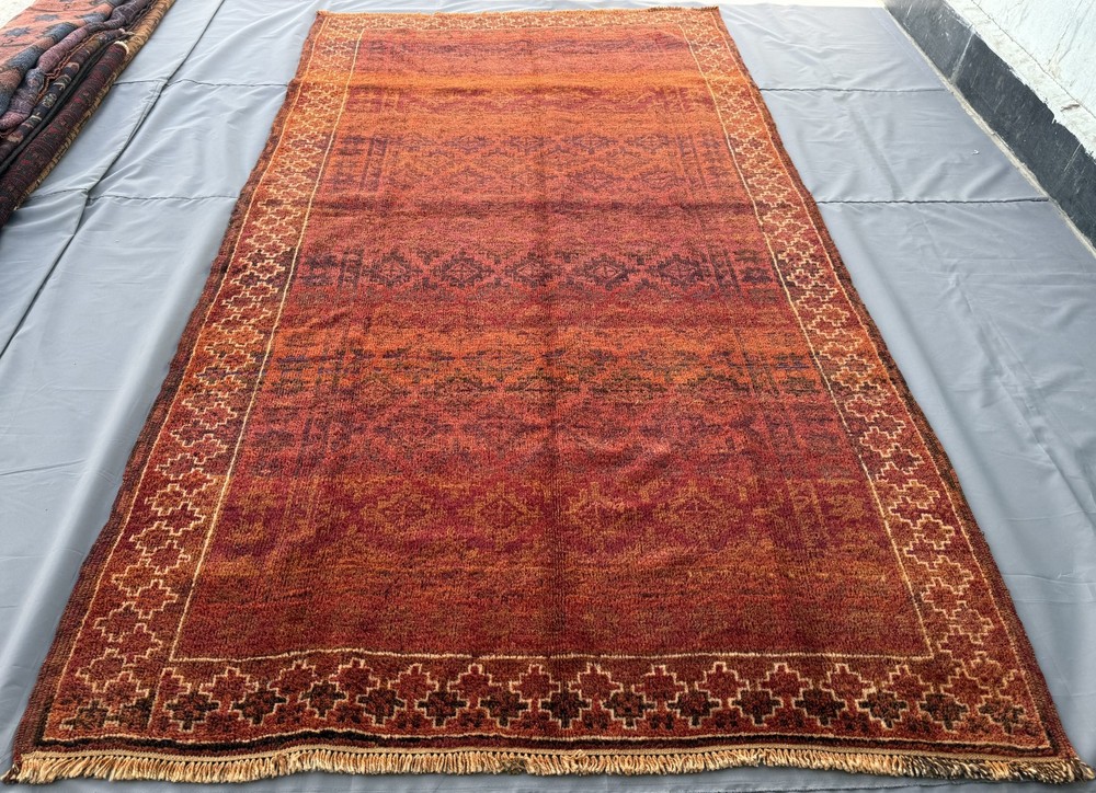 Antique Afghan Baluchi Area Rug 5x9 Orange Handmade Persian Style Tribal Carpet