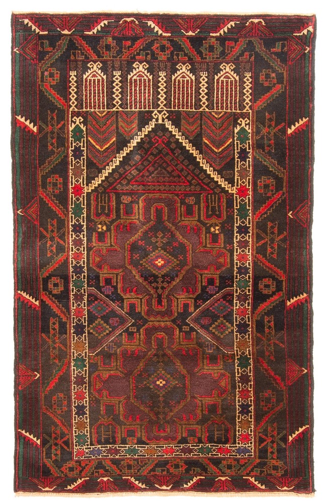 Vintage 2'11" x 4'8" Traditional Hand Knotted Vegetable Dye Wool Area Rug