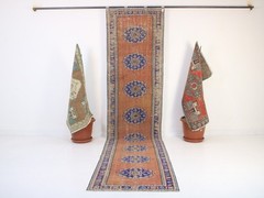3×11 Orange Runner Rug, Handmade Turkish Rug, Vintage Hallway Rug, 2.5 x 10.6 Ft