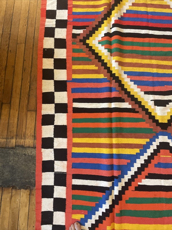 Vintage handwoven flat weave wool Tunisian Kilim 12’x5’ colorful gallery