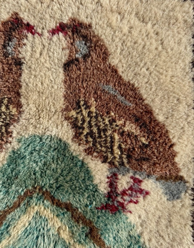 Gorgeous Handmade Wool Chukar Birds Rug from Turkey - 54 cm x 49 cm gallery