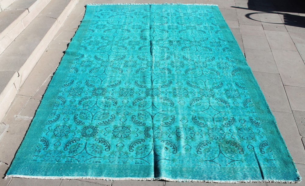 Turkish Rug 71"x117" Hand Woven Wool Overdyed Isparta Carpet 182x300cm