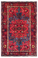 Vintage Zanjan Tribal Hand Knotted Wool Area Rug 4×7 Blue Red Geometric Oriental