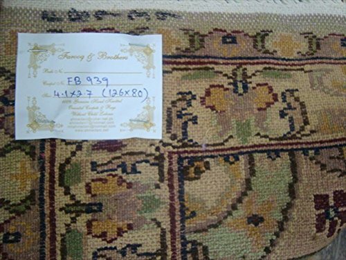 Area Rug Green Ivory Touch Rectangle Hand Knotted Wool Silk Home Carpet (4x2.6)' gallery