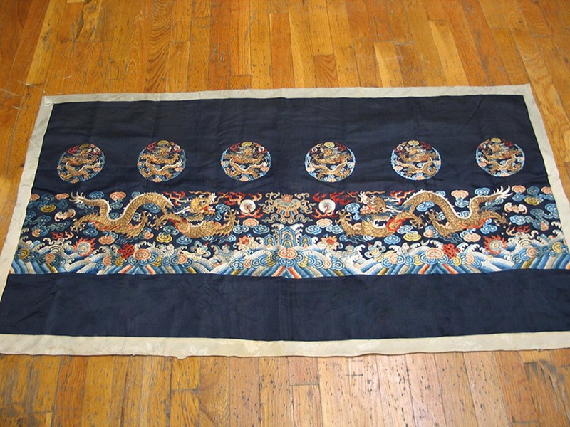 2X3 Antique Chinese Textiles Silk & Metallic Thread Area Rug 1870 gallery