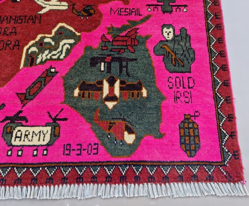 A Beautifully Handmade Afghan war Rug Rare Design Great Quality 123X 80 Cm gallery