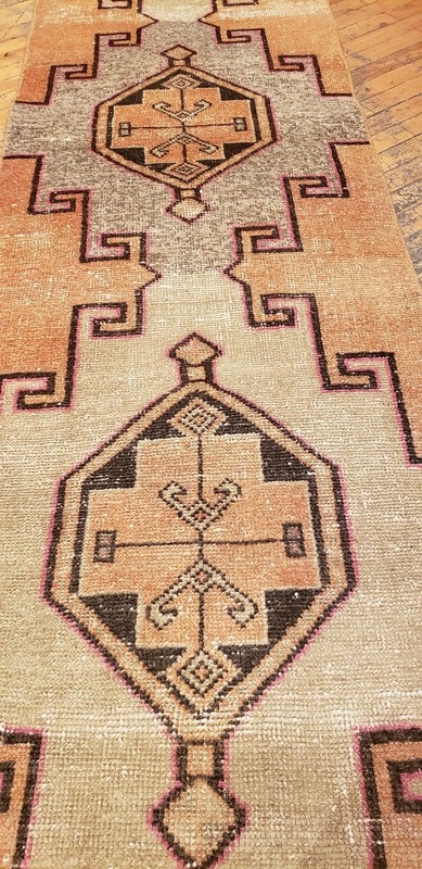 Beautiful 1930-1939's Antique Wool Pile Muted Natural Dye Oushak Runner Rug gallery