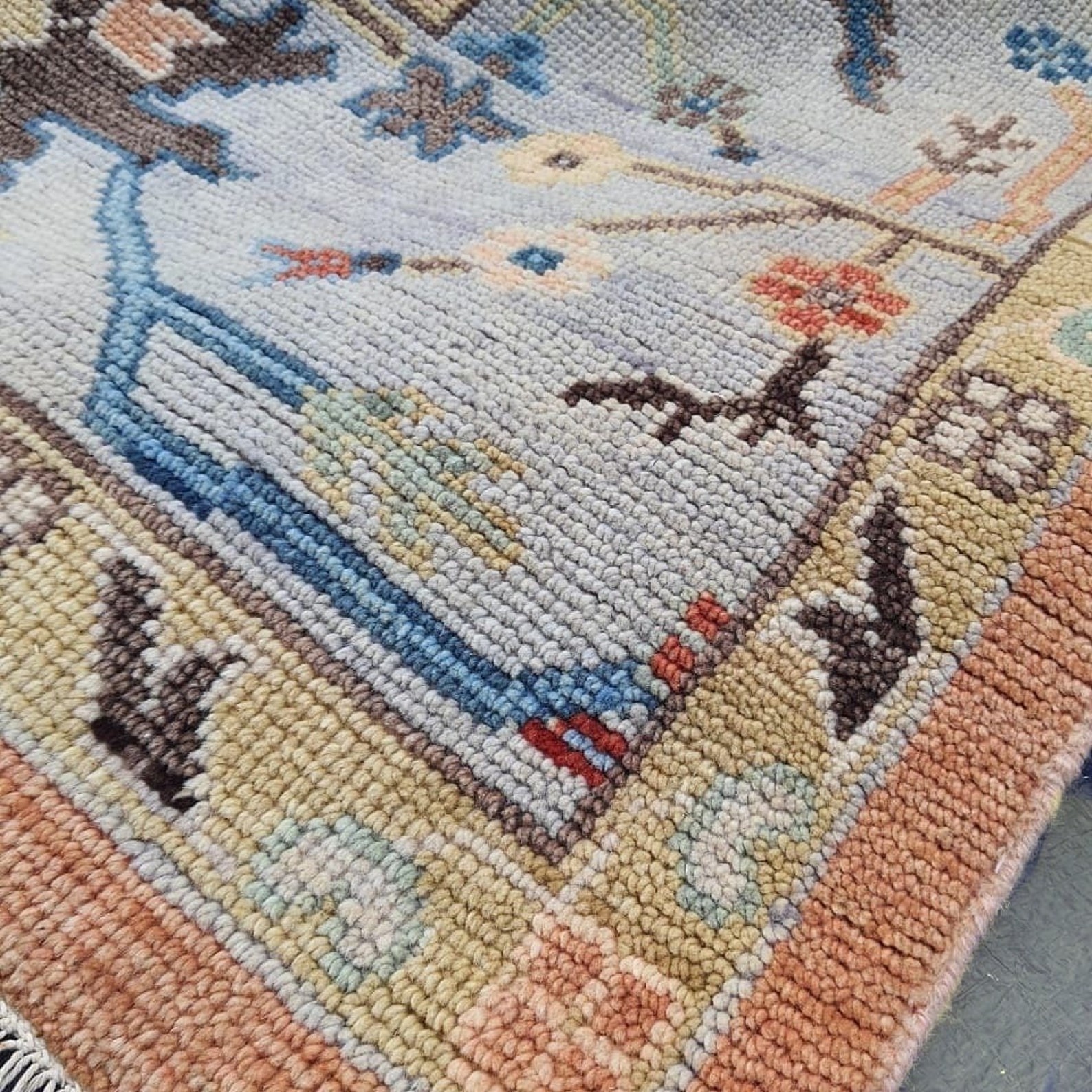 Vintage Turkish Oushak Rug, Beige 9X12 ft, Handmade Wool, Bohemian Anatolian gallery