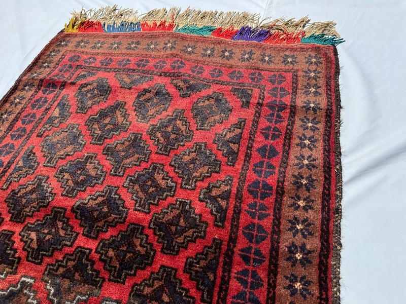 3x6 ft Afghan Hand Knotted Antique Rug Turkish Geometric Oriental Baluchi Carpet gallery
