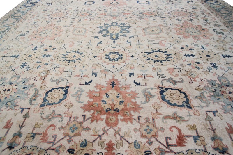 13x19 Antique Traditional Geometric Handmade Area Rug Ivory 406cm x 570cm c.1920 gallery